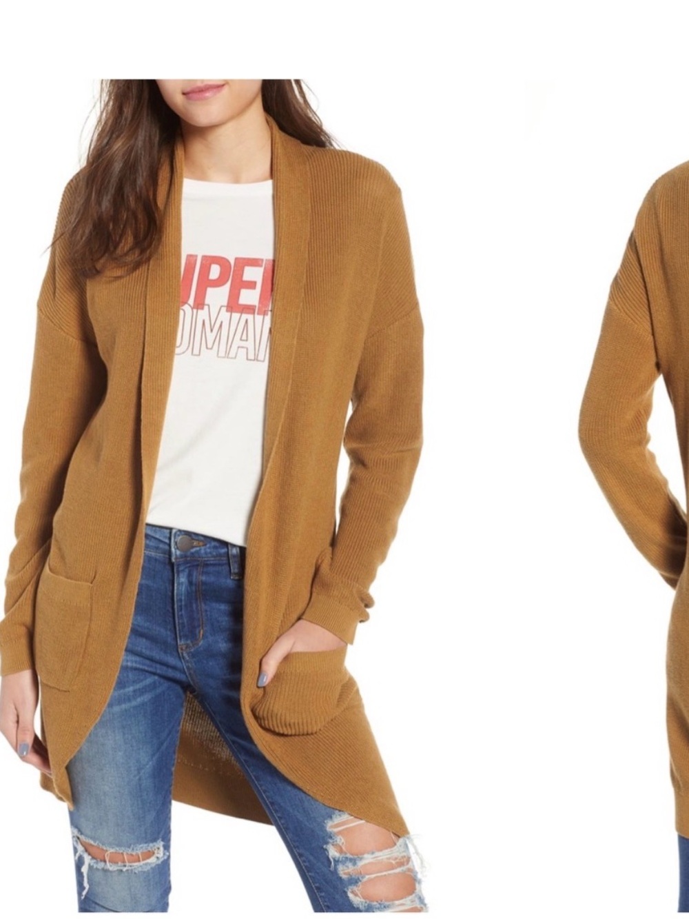 BP Stitches Curve Hem Cardigan